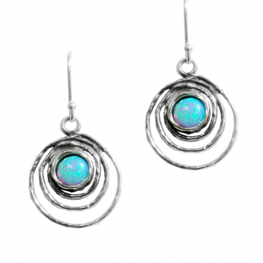 Simple Swirly Earrings set with a Stunning Opal